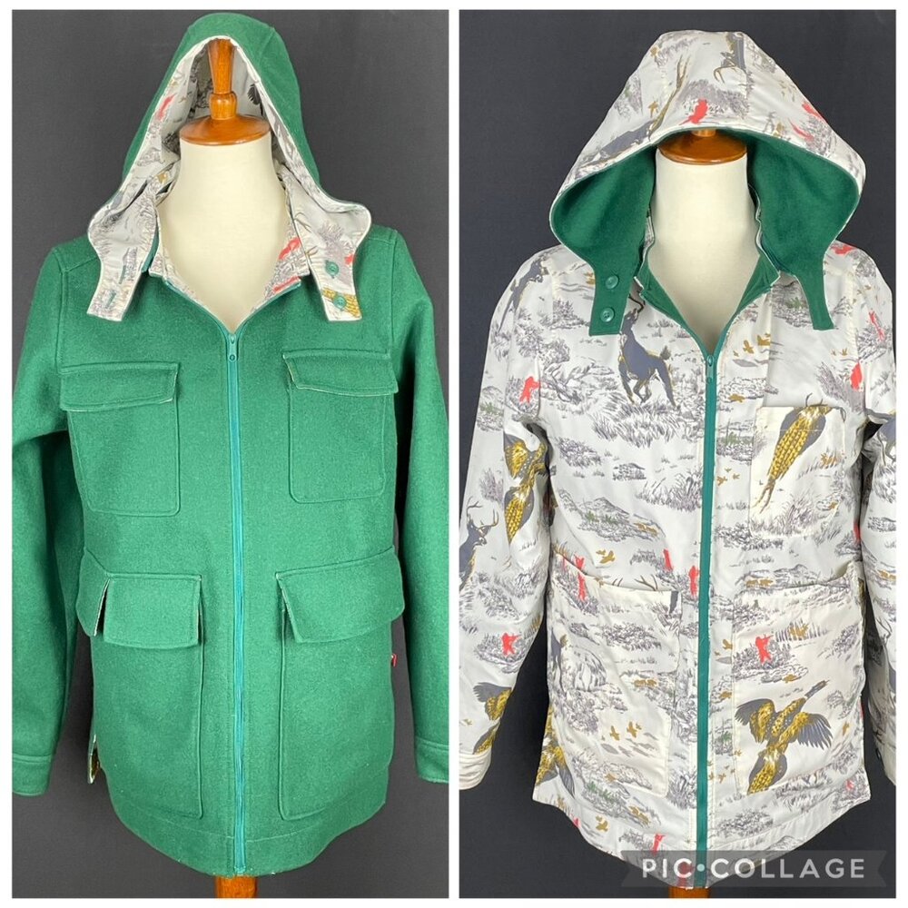 Vtg Woolrich Reversible Wool Jacket Sz M Hunting Pheasant Outdoor Gorpcore